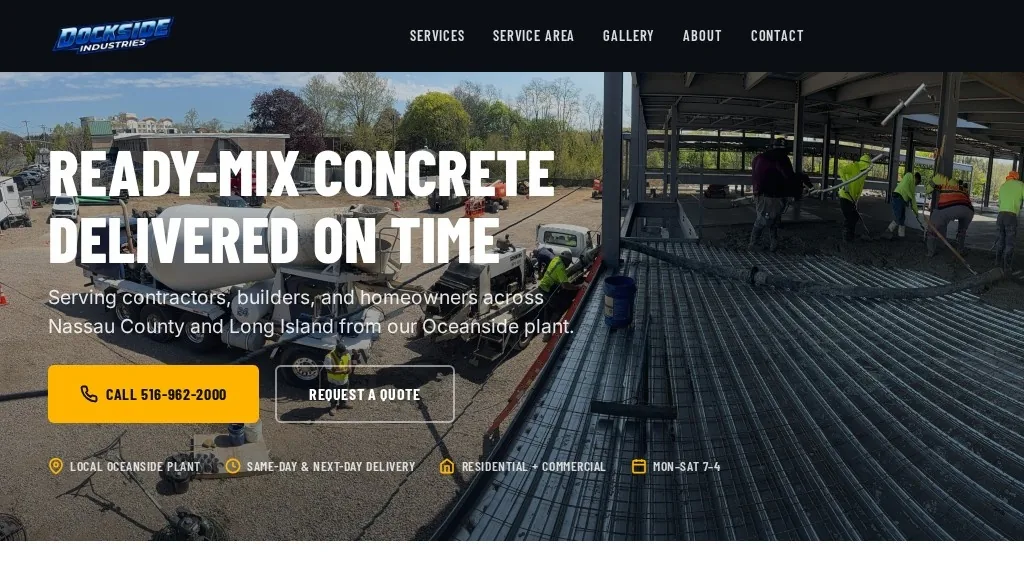 The Dockside Ready Mix website we designed and built